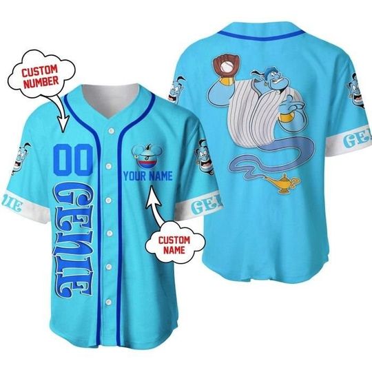 Genie Aladdin Neon Dark Blue | Disney Custom Baseball Jersey