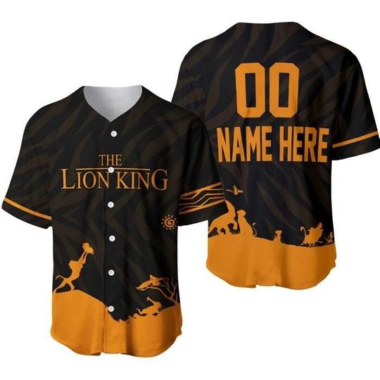 Discover Lion King Iconic Scene Black Orange | Disney Custom Baseball Jersey