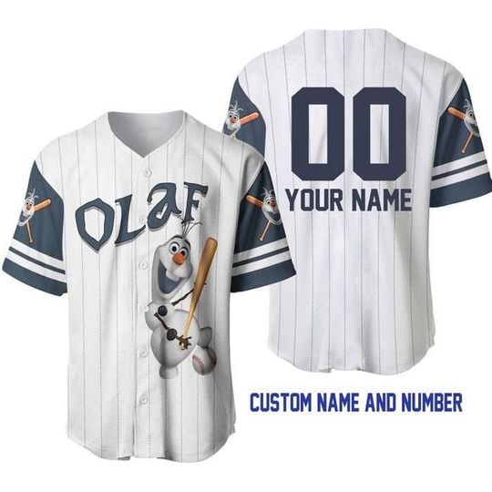 Discover Olaf Snowman Frozen White Bluish Grey | Disney Custom Baseball Jersey