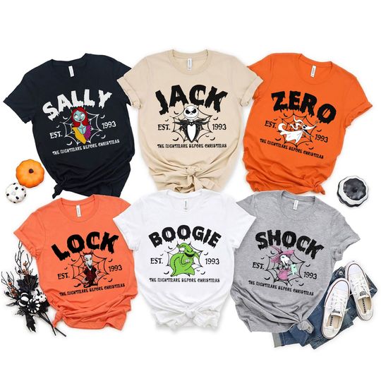 Nightmare Before Christmas Characters Group Shirts, Vintage Disneyland