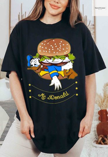 Donald Duck Hamburger  Shirt, Disney Donald Duck Hamburger Vintage Shirt