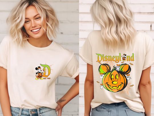 Vintage Disneyland Halloween 2 Side Shirt, Disney Trip Tee,Disney Mickey Pumpkin Tee, Disneyland Halloween Tee