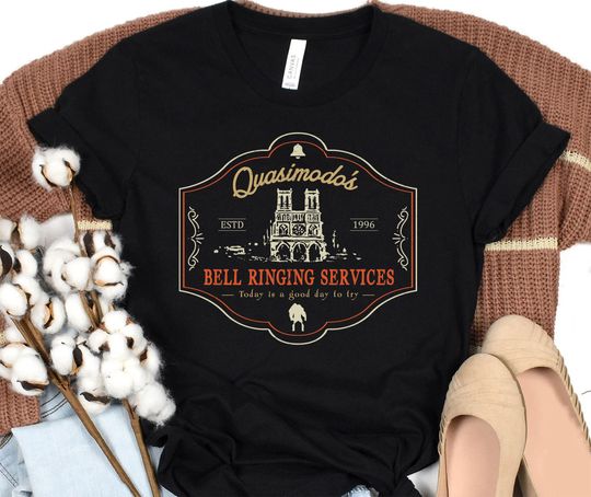 Discover Retro Quasimodo's Bell Ringing Services Shirt, Hunchback Of ND, Funny Disney T-shirt