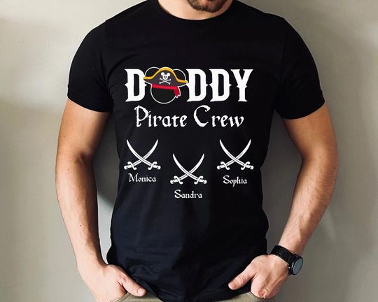Discover Disney Pirate Dad With Custom Kids Name Shirt, Mickey Mouse Daddy Pirate Crew Tee