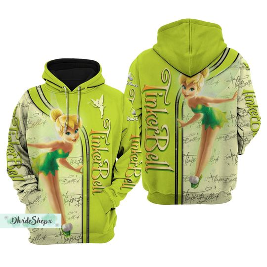 TinkerBell Hoodie, TinkerBell 3D Hoodie, Disney Princess Hoodie,  TinkerBell Aesthetic Hoodie