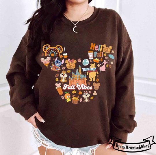 Discover Mickey Ear Fall Vibes Sweatshirt, Fall Disneyland, Mickey Autumn, Disneyland Vibes