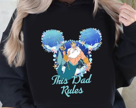 Retro Disney The Little Mermaid King Triton This Dad Rules T-Shirt