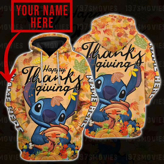 Stitch Happy Thanksgiving Disney Hoodie, 3D Hoodie