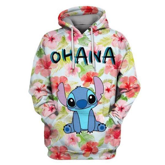 Stitch Flowers Ohana Disney Hoodie, 3D Hoodie