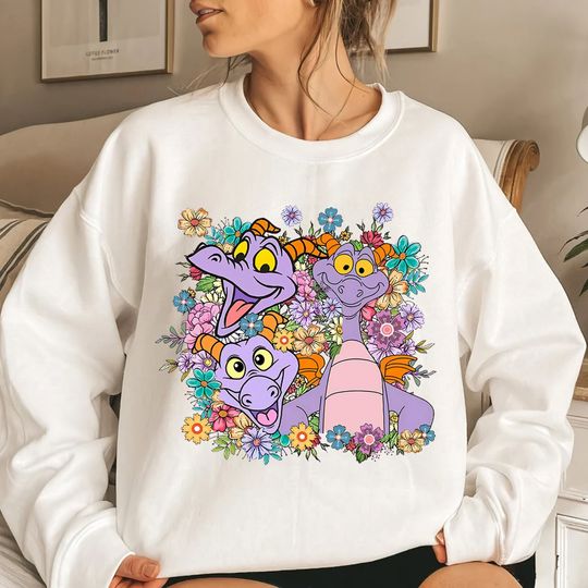 Disney Dragon Figment Sweatshirt, Floral Disney World Figment Sweatshirt