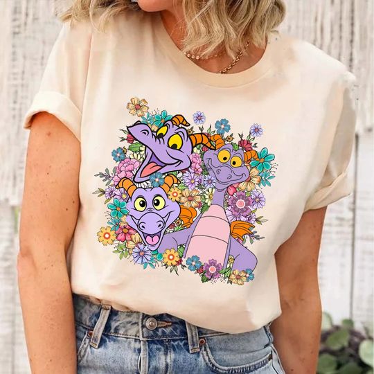 Disney Dragon Figment Shirt, Floral Disney World Figment Shirt