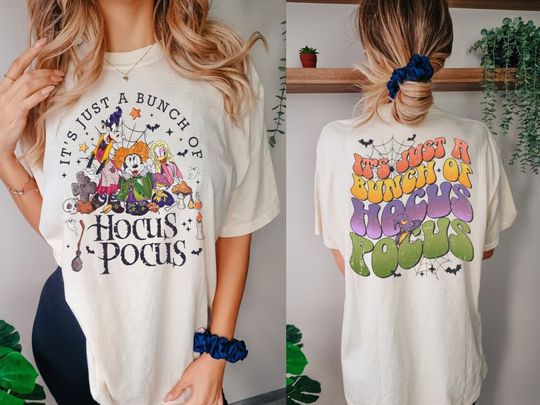 Vintage Disney Hocus Pocus 2 Sides Shirt, It's Just A Bunch Of Hocus Pocus Tee, Vintage Disney Witch Movie Shirt