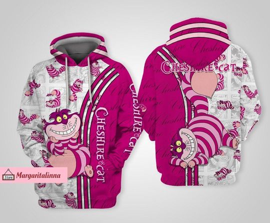 Cheshire Cat Hoodies, Disney Alice Hoodies, Disney Cat 3D Hoodie, Disney Cheshire