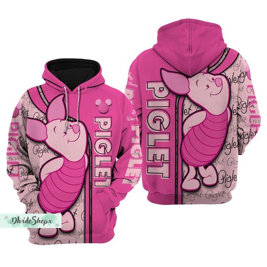 Piglet Disney Hoodie, Piglet Disney 3D Hoodie, Winnie The Pooh Hoodie, Pooh Piglet Men