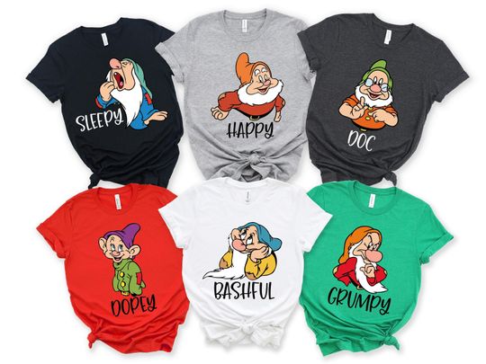 Seven Dwarfs Shirts, Seven Dwarfs, Disney Group Shirts, Snow White, Disney Family
