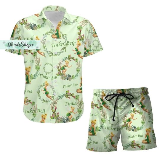 TinkerBell Shirt, TinkerBell Button Shirt, TinkerBell Hawaiian Shirt, Disney Tinker Bell