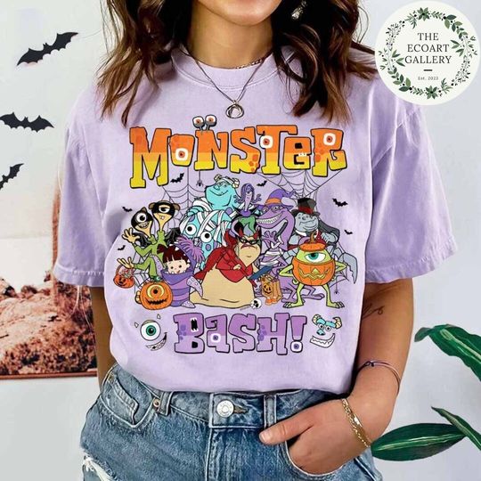 Vintage Disney Halloween Monsters Inc Characters Shirt, Retro Disney Pixar Monsters Bash Halloween