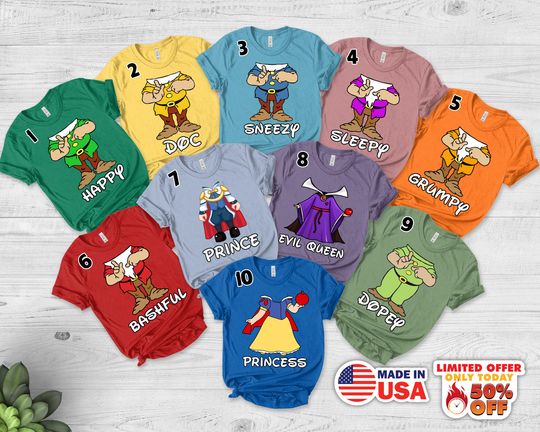Seven Dwarfs Shirt, Family Birthday Shirt, Snow White Disney 7 Dwarfs