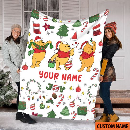 Disney Winnie The Pooh Christmas Blanket, Winnie The Boo Blanket, Christmas Disney