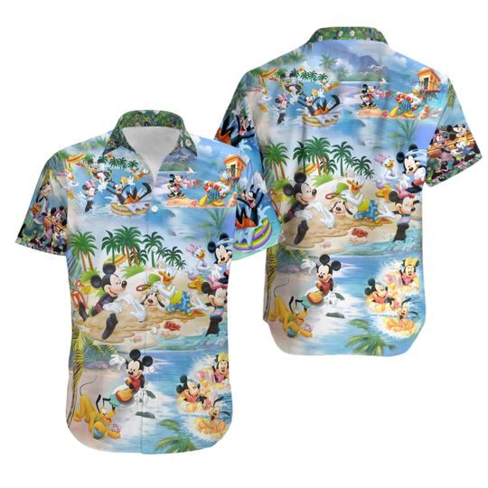 Discover Mickey Mouse Disney Summer Sleeve Button Hawaiian Shirt