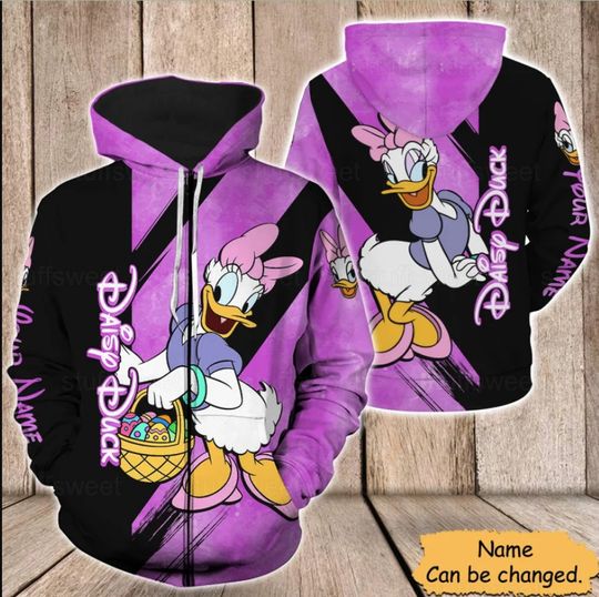 Personalized Daisy Duck Disney Hoodie, Zip 3D Hoodie