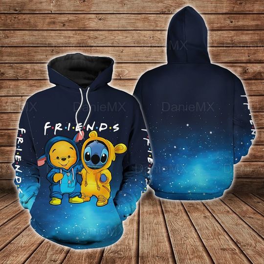 Disney Stitch And Pooh 3D Hoodie