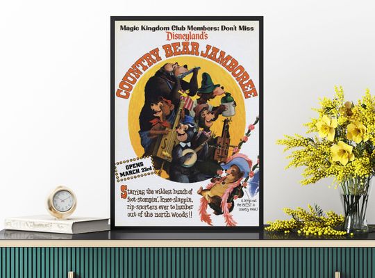 Vintage Disneyland Country Bear Jamboree Attraction Poster, Disney Bear Poster