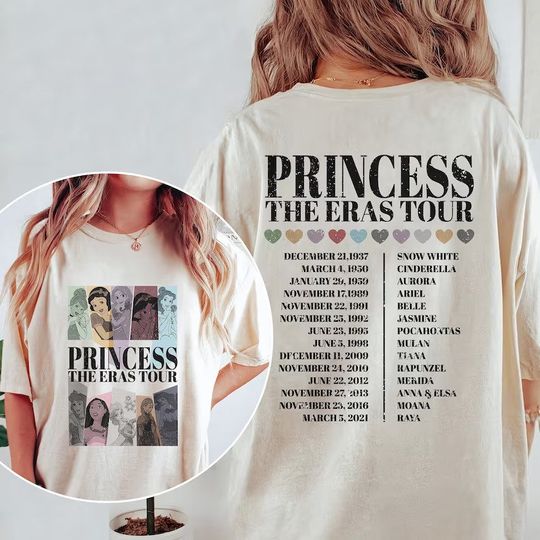 Princess Eras Tour Shirt, Disney Princess Tour Tee, Disney Princess Characters Shirt