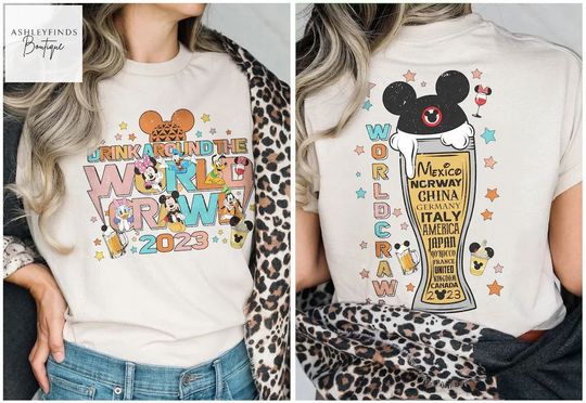 Disney Epcot Food and W.ine Shirt, Vintage Disney Drinking Around The World Crawl 2023 Shirt
