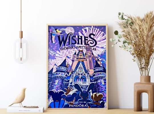 Disney Fire Works Poster, Magic Kingdom Fire Works Poster