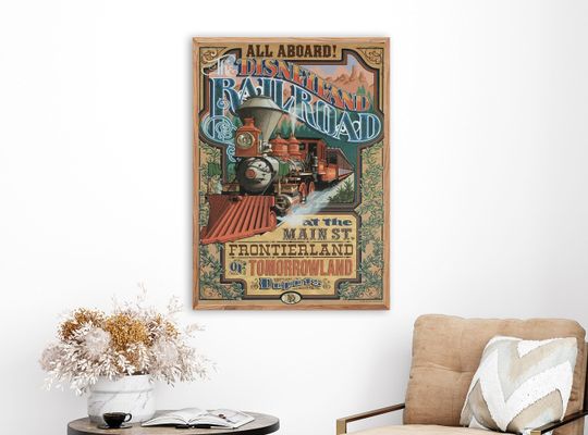 Disneyland RailRoad Poster, Main Street Poster, Tomorrowland Disney Poster