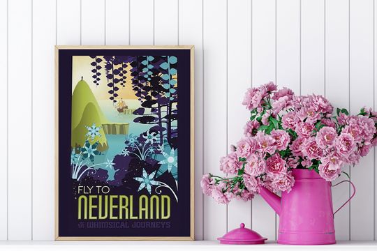 Vintage Disneyland Fly To Neverland Poster, Peter Pan Poster, Disney Movie Poster