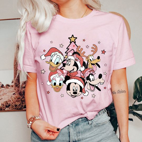 Disney Pink Christmas shirt, Mickey & friends Pink Christmas tree shirt