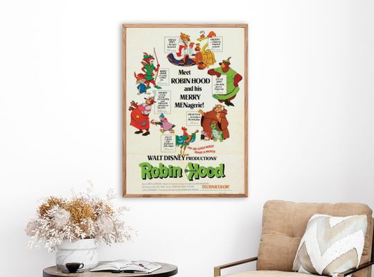 Disney Robin Hood Poster, Merry Menagerie Poster, Vintage Disney Poster