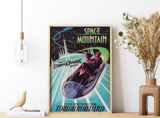Space Mountain Disney Poster, Vintage Disney Poster, Vintage Magic Kingdom Poster