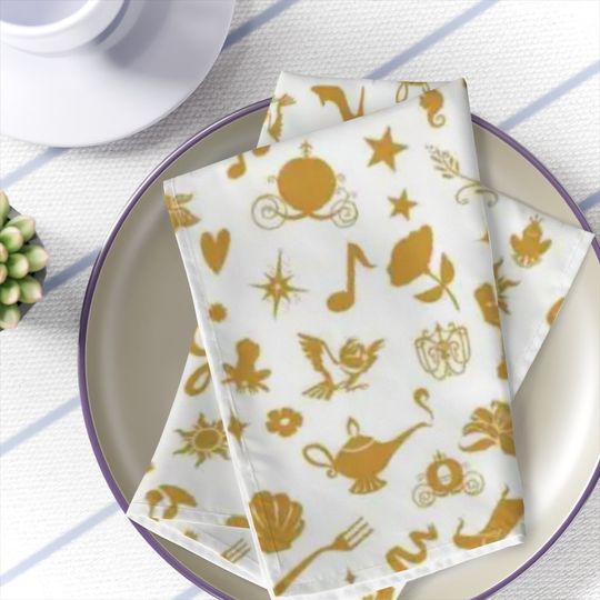 Disney Gold Icons Cloth Napkins, Disney Napkins