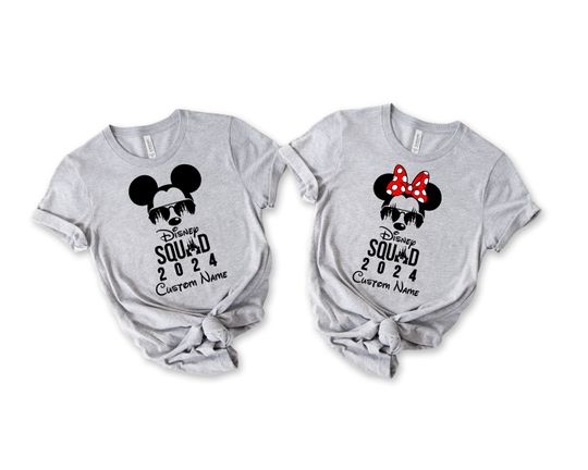 Discover Personalized 2024 Disney Squad Mickey And Minnie T-Shirt