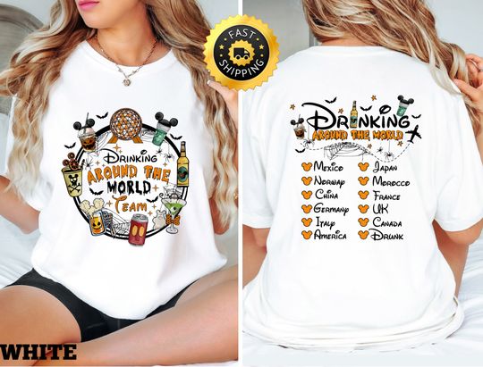 Disney Drinking Around the World Shirt, Disney Epcot Halloween Shirt