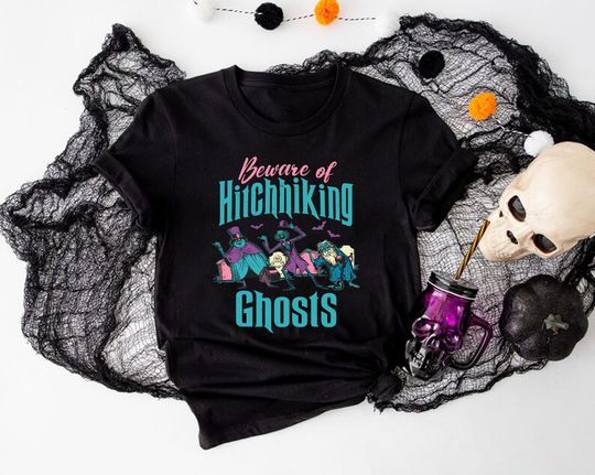 Beware Of Hitchhiking Ghosts Shirt, Disney Halloween Haunted Mansion Tee,