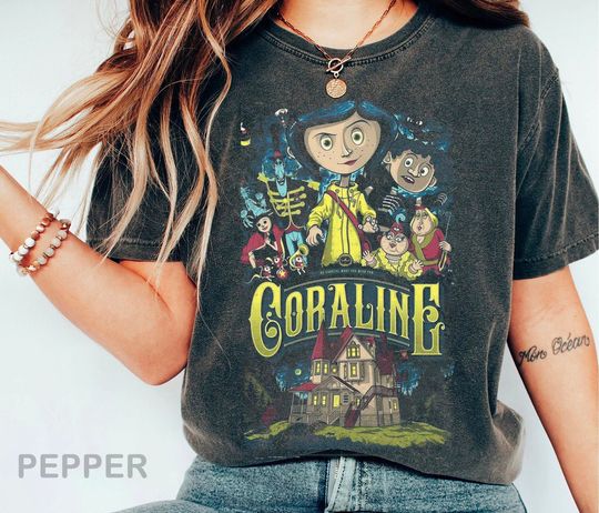 Coraline Shirt, Coraline Doll Shirt, Vintage Disney Halloween Party Shirt