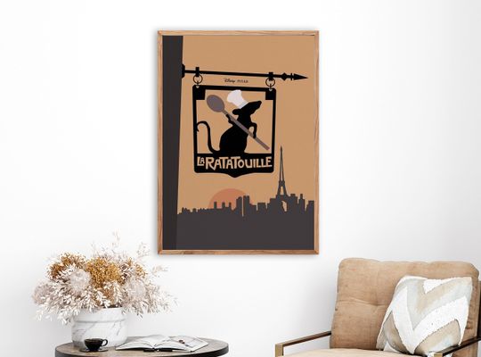 Disney Ratatouille Poster, Minimalist Disney Magic Kingdom Poster