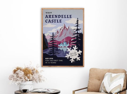 Vintage Arendelle Disney Poster, Disney Magic Kingdom Poster
