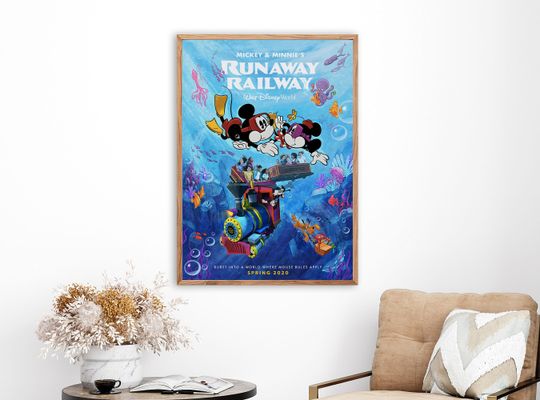 Mickey and Minnies Runaway Railway Poster, Mickey Mouse Disney Poster