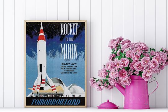 Rocket Tomorrowland Poster,Vintage Rocket Disney Poster