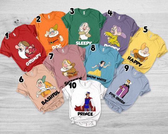 7 Dwarfs Shirts, Seven Dwarfs Group Shirts, Snow White Disney Shirt, Magic Kingdom Shirt