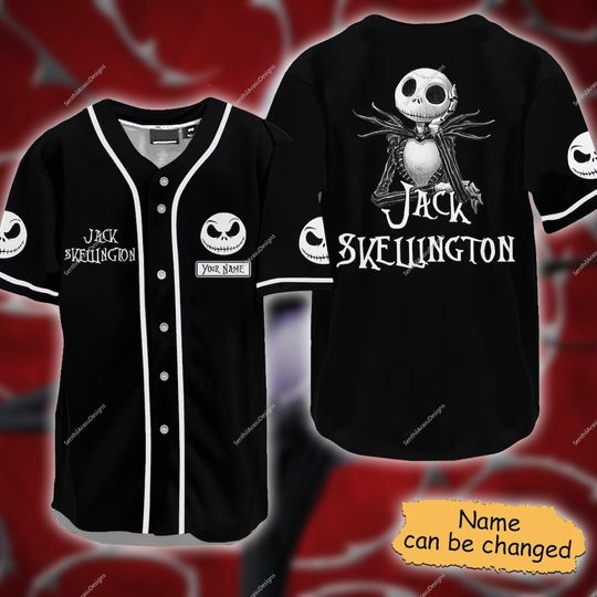 Discover Personalized Jack Skellington Baseball Jersey, Disneyland Baseball Jersey