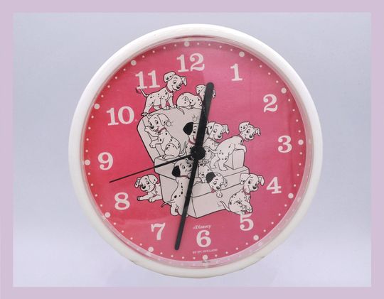 Vintage Wall Clock Disney 101 Dalmatians Pink White 90's