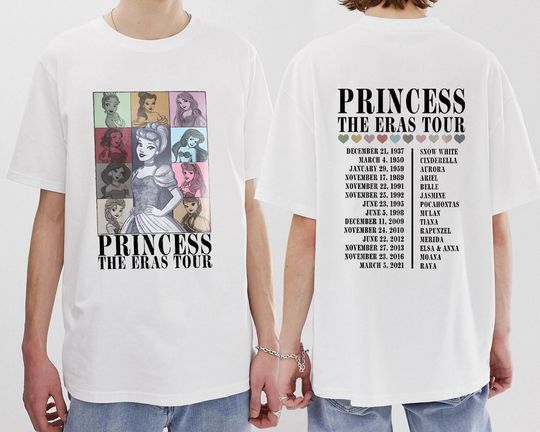Princess Eras Tour Shirt, Disney Princess Tour, Disney Princess Characters Shirt