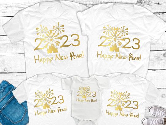 Disney New Year's Eve Matching Family Shirts 2023, Happy New Year Fireworks Disneyworld