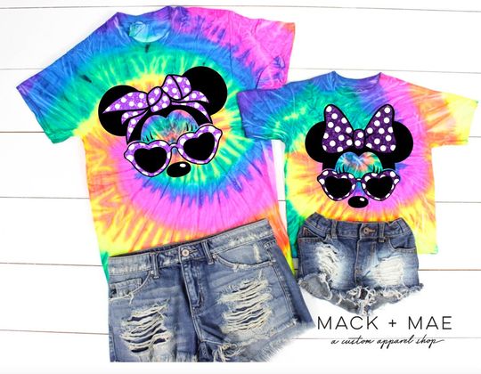 Mama/Mini SUNGLASSES MINNIE Inspired Matching Shirt, Tie Dye Shirt, Toddler Kid Adult Shirt, Disney World